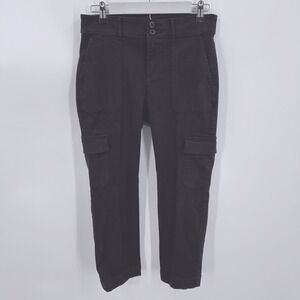 LOFT Outlet Petite Charcoal Straight Crop Cargo Pants Womens 4P Utility Stretch